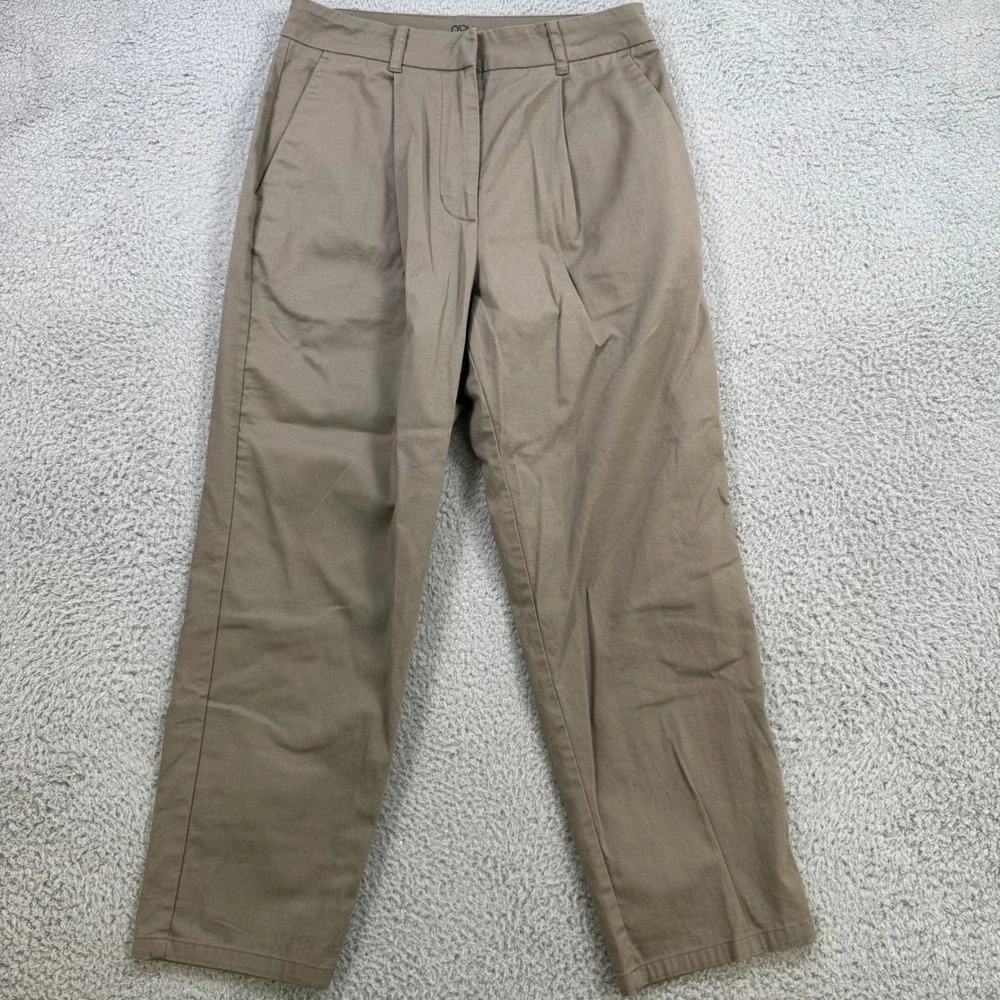 Nau‎ Womens Size 6 Organic Cotton Pleated Ankle Trousers Khaki Brown High Rise